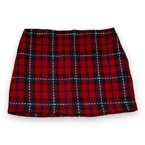 autres filles Red & Navy Plaid Tweed Mini Skirt US Large BNWOT
